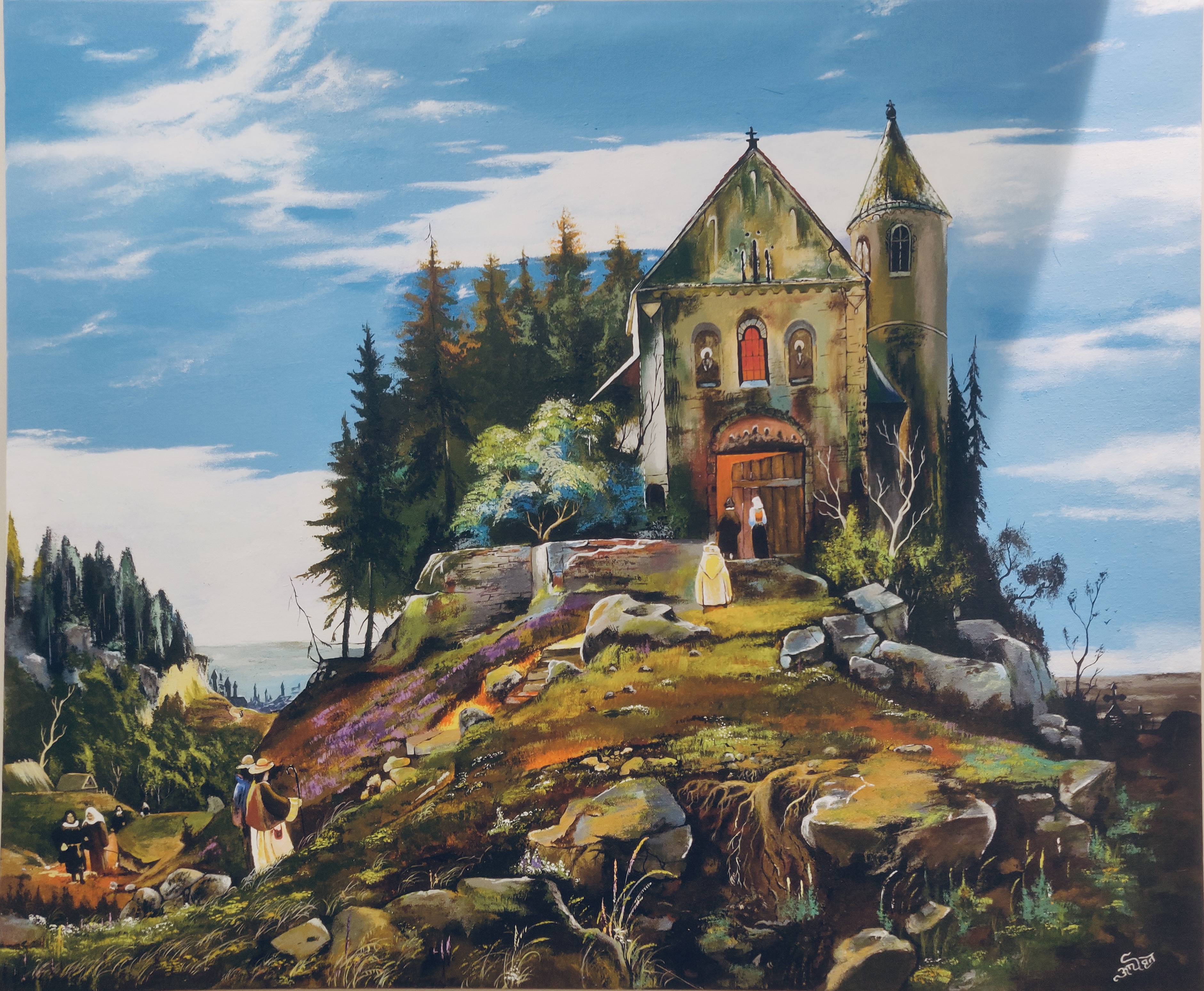 Mountain Chapel in a Forest Clearing